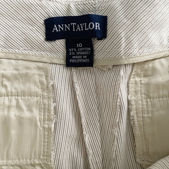 Ann Taylor Womans‎ Striped Ivory Mid Rise Casual Cotton Stretch Dress Pant 10 - Picture 6 of 10